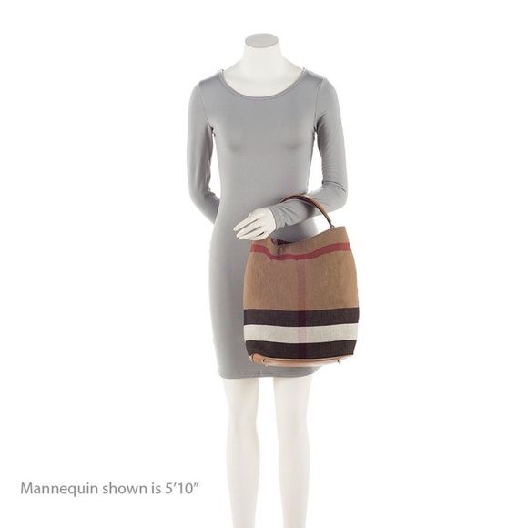 SOLD***Authentic Burberry Canvas Check Susanna Medium Hobo Bag Beige/Black - Picture 3 of 15